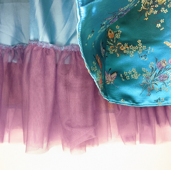 Turquoise embroidered dress - vintage - Picture 6 of 8